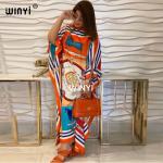 Trendy Printed Silk Kaftan Maxi Dress for Women