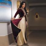Burgundy Velvet Moroccan Kaftan with Appliques