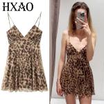 Leopard Print Backless Kaftan Dress for Summer