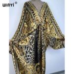 Bohemian V-Neck Silk Rayon Beach Kaftan Dress