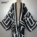 Geometric Print Women's Kaftan Cardigan Dress