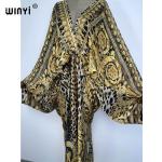 Bohemian V-Neck Silk Rayon Beach Kaftan Dress