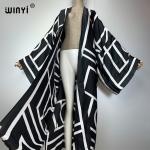 Geometric Print Women's Kaftan Cardigan Dress