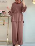 ZANZEA Elegant Women’s Solid Color Kaftan Set
