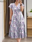 ZANZEA Floral Printed Bohemian Summer Kaftan Dress