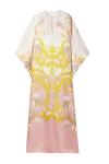 Printed Satin Silk Casual Boat Neck Kaftan