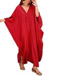 Casual Red Plus Size Batwing Kaftan Dress