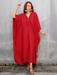 Casual Red Plus Size Batwing Kaftan Dress