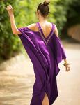 Turkish Cold Shoulder Kaftan Dress in Purple