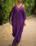 Turkish Cold Shoulder Kaftan Dress in Purple
