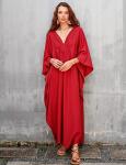 Casual Red Plus Size Batwing Kaftan Dress