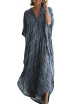 Chunoy Women's Striped V Neck Kaftan Dress