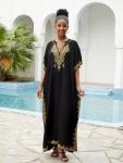 Plus Size Embroidered Beach Kaftan Cover-Up