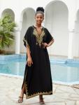 Plus Size Embroidered Beach Kaftan Cover-Up