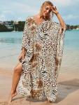 Moroccan Leopard Print Plus Size Kaftan Dress