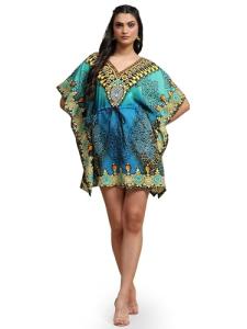 Plus Size Turquoise Midi Kaftan Dress