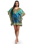 Turquoise Plus Size Midi Kaftan Dress for Women