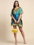 Turquoise Plus Size Midi Kaftan Dress for Women