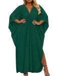 Plus Size V Neck Beach Kaftan Dress in Green