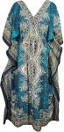 Teal V-Neck Long Kaftan Dress for Women