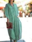 Light Green Button Down Beach Kaftan with Pockets