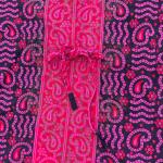 Boho Batik Kaftan Dress in Black Red Pink