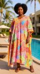 Plus Size Ethnic Print Kaftan Maxi Dress