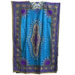 Turquoise African Print Maxi Kaftan Beach Coverup