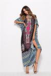 Black Multi Geometric Print Women's Kaftan