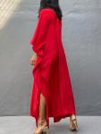 Red Bohemian Loose Fit Beach Kaftan Dress