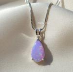 Opal Purple Teardrop Minimalist Necklace for Women