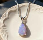 Opal Purple Teardrop Minimalist Necklace for Women