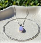 Opal Purple Teardrop Minimalist Necklace for Women