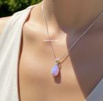 Opal Purple Teardrop Minimalist Necklace for Women