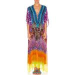 Boho Print Kaftan Maxi Dress in Purple Yellow