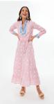 Pink Tiered Cotton Midi Kaftan Dress Size S/M