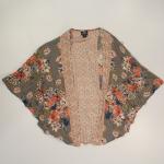 Angie Floral Print Kaftan in Dove Gray and Pink