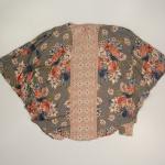 Angie Floral Print Kaftan in Dove Gray and Pink