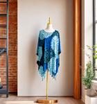 Floral Rayon Boho Kaftan Poncho with Fringe