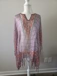 Sheer Fringe Kaftan Tunic Beach Cover Up
