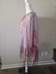 Sheer Fringe Kaftan Tunic Beach Cover Up