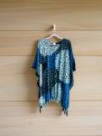 Floral Rayon Boho Kaftan Poncho with Fringe