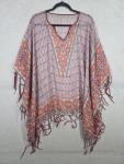 Sheer Fringe Kaftan Tunic Beach Cover Up