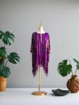 Plus Size Tie Dye Fringe Kaftan in Purple