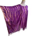 Plus Size Tie Dye Fringe Kaftan in Purple