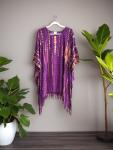 Plus Size Tie Dye Fringe Kaftan in Purple