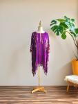 Plus Size Tie Dye Fringe Kaftan in Purple