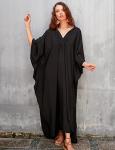 Plus Size Black Batwing Sleeve Kaftan Dress