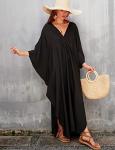 Plus Size Black Batwing Sleeve Kaftan Dress