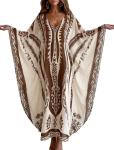Plus Size Beach Kaftan Dress with V Neck
